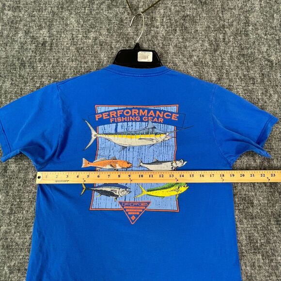 Columbia Shirt Mens Medium Blue PFG Performance Fishing Gear Saltwater Fish‎ - Picture 5 of 8